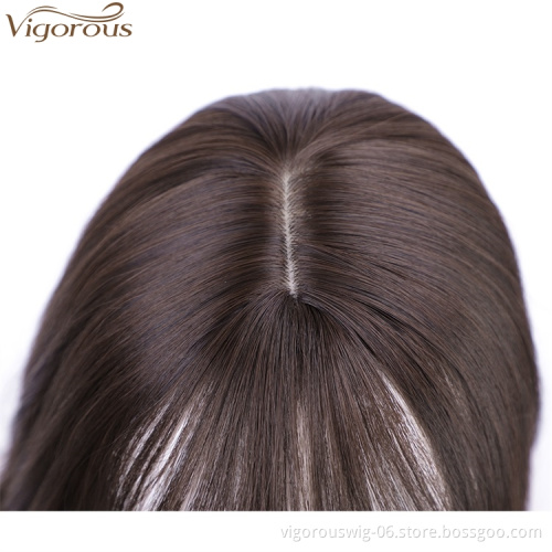 Vigorous Long Wavy Clips in Top Hairpieces with Mini Air Bangs Synthetic Hair Toppers Extensions for Women